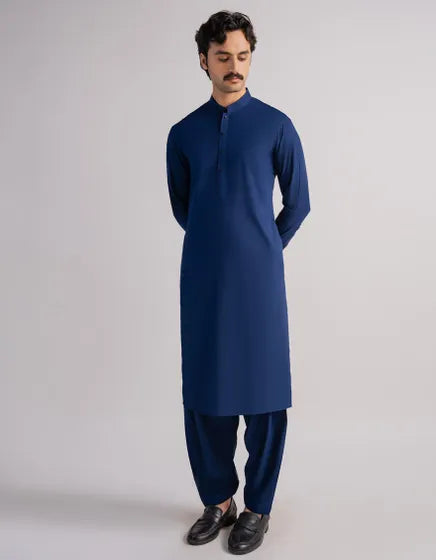 BLUE CASUAL KAMEEZ SHALWAR | FESTIVE '26 | JUNAID JAMSHED MENSWEAR