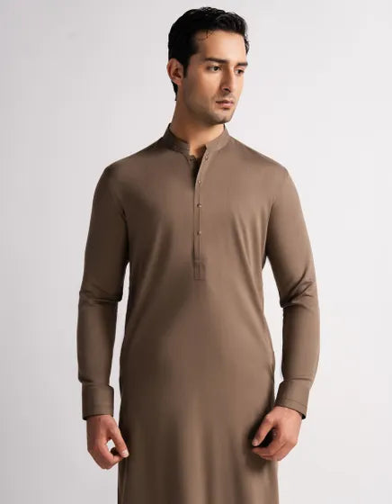 BROWN CASUAL KAMEEZ SHALWAR | FESTIVE '26 | JUNAID JAMSHED MENSWEAR