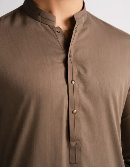BROWN CASUAL KAMEEZ SHALWAR | FESTIVE '26 | JUNAID JAMSHED MENSWEAR