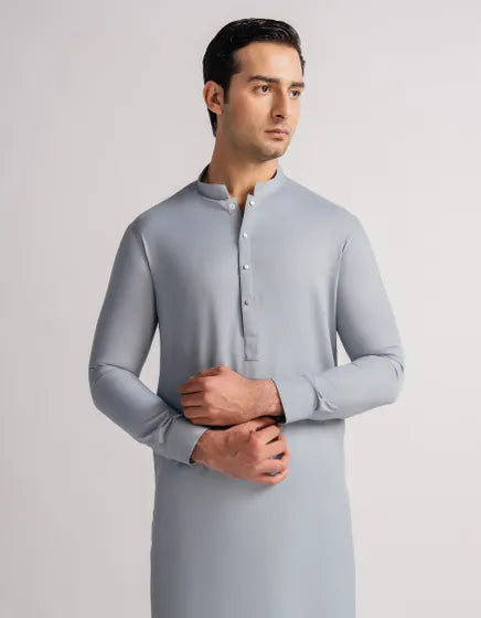 SKY BLUE CASUAL KURTA TROUSERS | FESTIVE '26 | JUNAID JAMSHED MENSWEAR