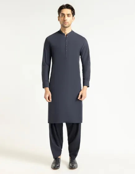 MIDNIGHT BLUE SEMI-FORMAL KAMEEZ SHALWAR | FESTIVE '26 | JUNAID JAMSHED MENSWEAR