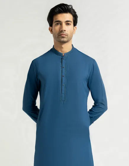 ELECTRIC BLUE SEMI-FORMAL KURTA TROUSERS | FESTIVE '26 | JUNAID JAMSHED MENSWEAR