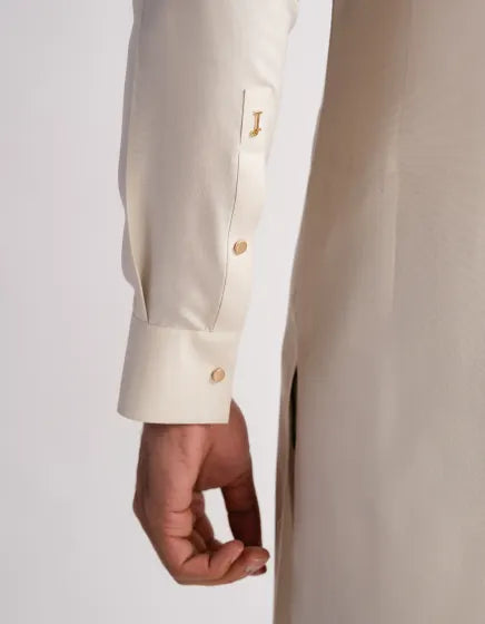 CREAM CASUAL KURTA TROUSERS | FESTIVE '26 | JUNAID JAMSHED MENSWEAR