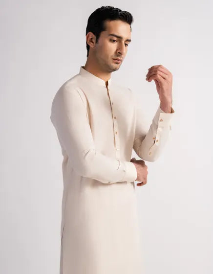CREAM CASUAL KAMEEZ SHALWAR | FESTIVE '26 | JUNAID JAMSHED MENSWEAR