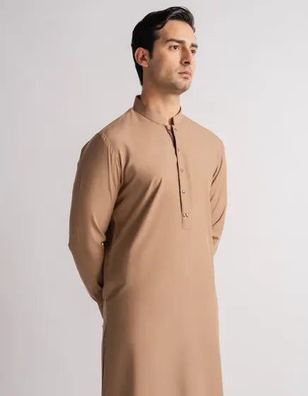 KHAKI CASUAL KURTA TROUSERS | FESTIVE '26 | JUNAID JAMSHED MENSWEAR