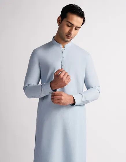 SKY BLUE CASUAL KAMEEZ SHALWAR | FESTIVE '26 | JUNAID JAMSHED MENSWEAR