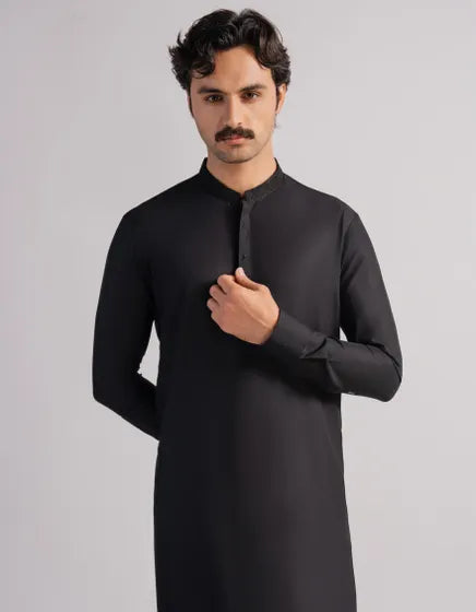 BLACK SEMI-FORMAL KAMEEZ SHALWAR | FESTIVE '26 | JUNAID JAMSHED MENSWEAR