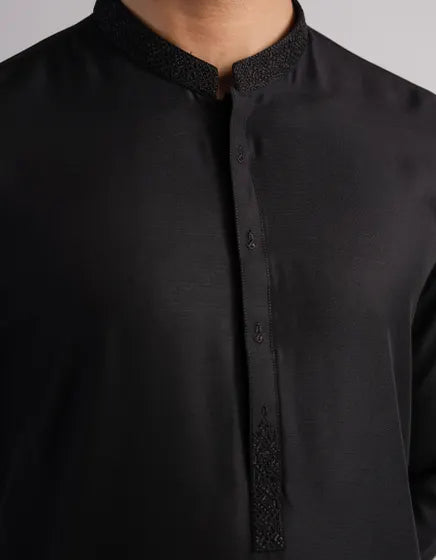 BLACK SEMI-FORMAL KAMEEZ SHALWAR | FESTIVE '26 | JUNAID JAMSHED MENSWEAR