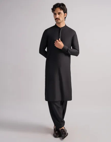 BLACK SEMI-FORMAL KAMEEZ SHALWAR | FESTIVE '26 | JUNAID JAMSHED MENSWEAR