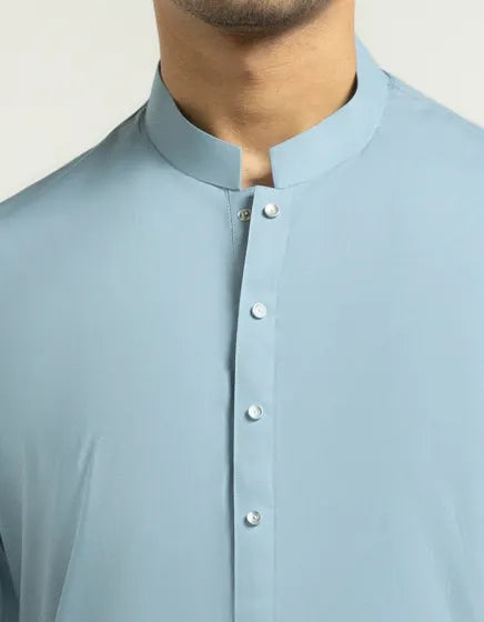 LIGHT BLUE COTTON CASUAL KURTA TROUSERS | FESTIVE '26 | JUNAID JAMSHED MENSWEAR