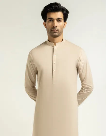 LIGHT BROWN COTTON CASUAL KURTA TROUSERS | FESTIVE '26 | JUNAID JAMSHED MENSWEAR
