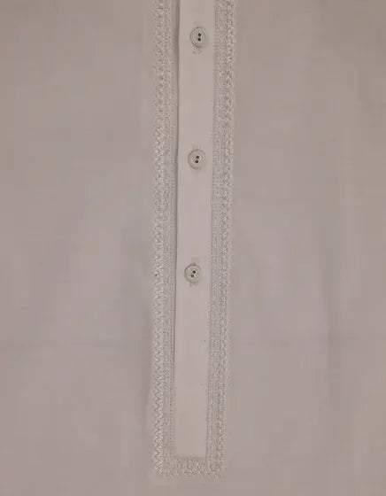 WHITE COTTON SEMI-FORMAL KURTA | FESTIVE '26 | JUNAID JAMSHED MENSWEAR