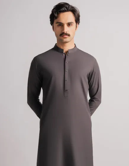 DEEP GREY CASUAL KAMEEZ SHALWAR | FESTIVE '26 | JUNAID JAMSHED MENSWEAR