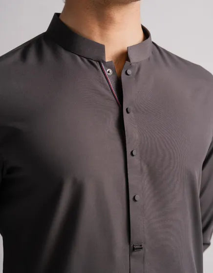 DEEP GREY CASUAL KAMEEZ SHALWAR | FESTIVE '26 | JUNAID JAMSHED MENSWEAR