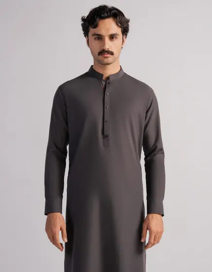 DEEP GREY CASUAL KURTA TROUSERS | FESTIVE '26 | JUNAID JAMSHED MENSWEAR