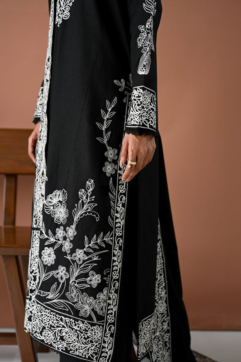 BLACK MOON LUXURY EMBROIDERED KARANDI SET (NEL-24632) | ZAIB