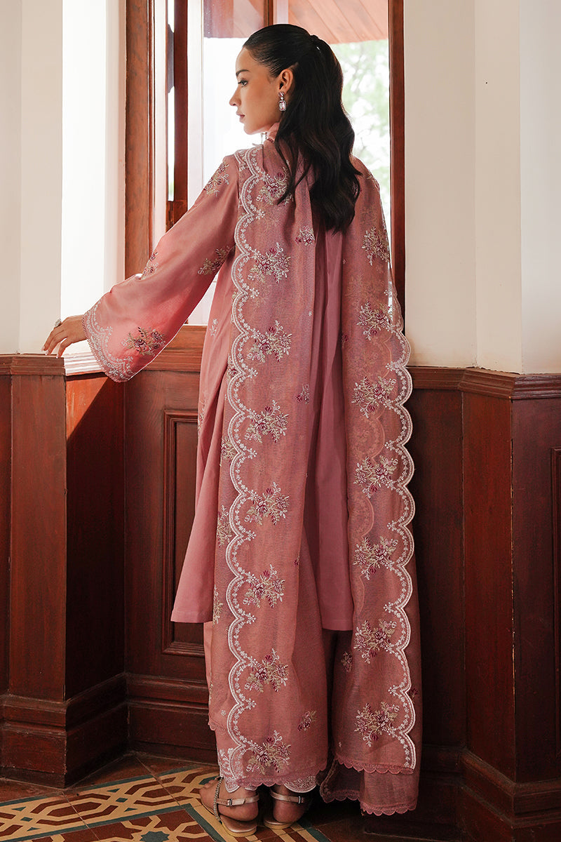 MYSTIC PINK-3PC SATIN EMBROIDERED SUIT| Cross Stitch