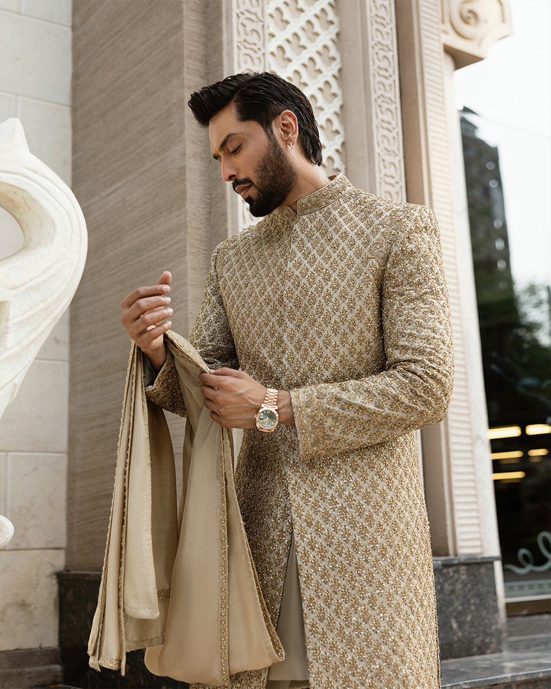 Saqlain Rind Baseem | Faiza Saqlain Menswear – Chaand Tara