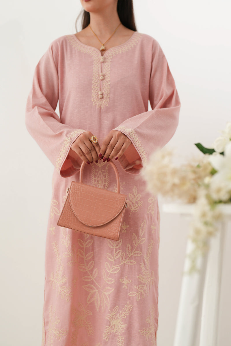 SICILY II LUXURY EMBROIDERED FALL SET (NPA2-24312) - PALE PINK | ZAIB