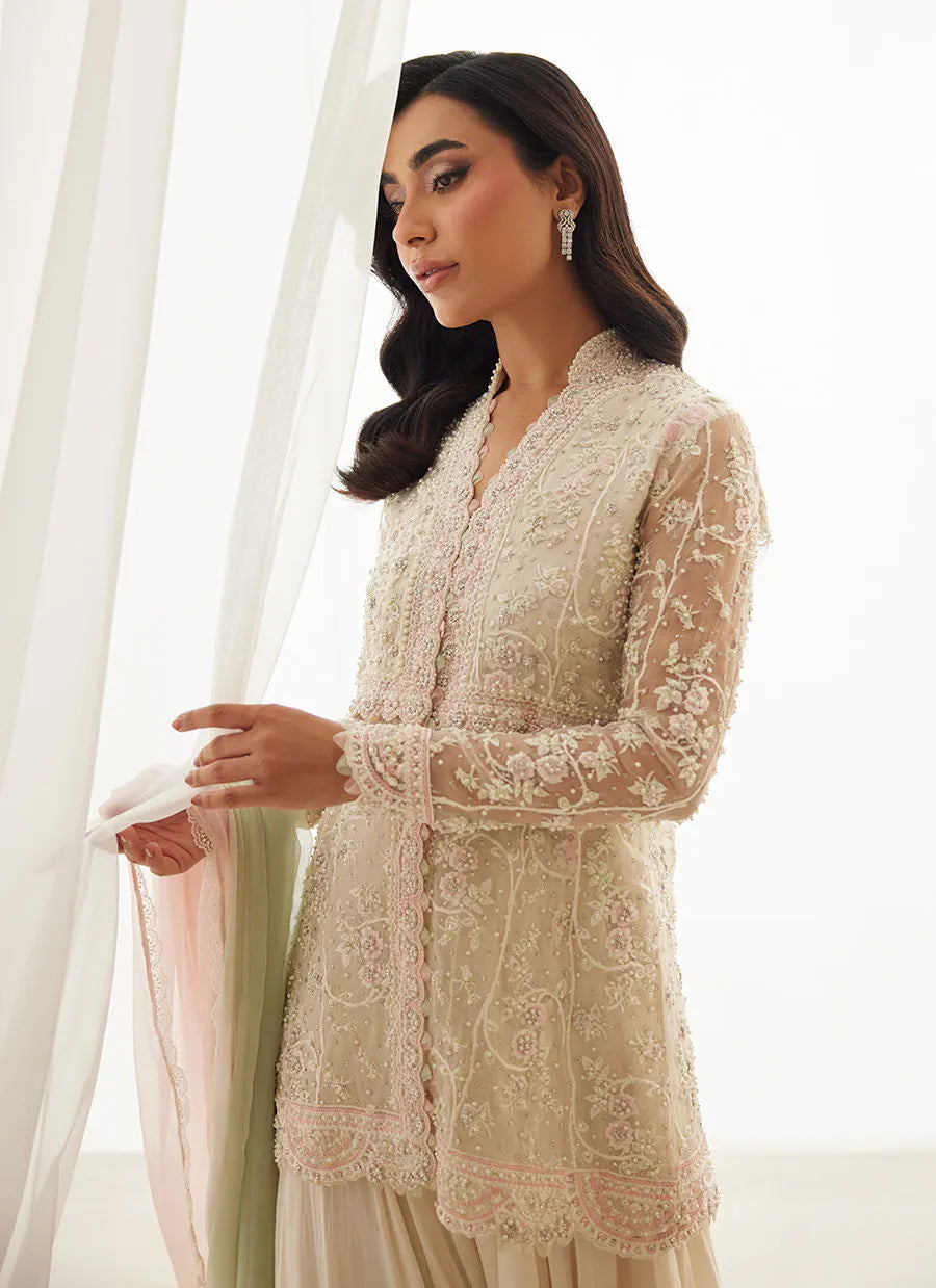Zariah Ivory Peplum, Lehenga And Dupatta | LUXE PRET' 25 | FARAH TALIB AZIZ