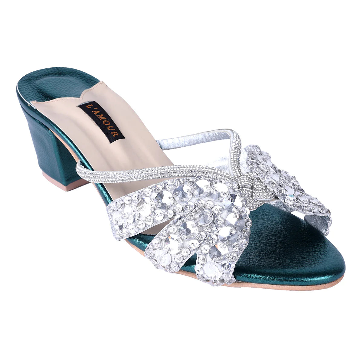 Sasha Block Heels - Green | L'AMOUR | FOOTWEAR