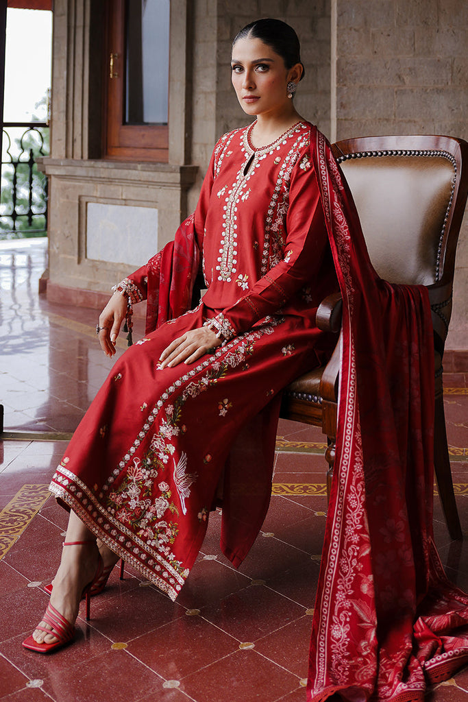 RUBY WHISPER-3PC SATIN EMBROIDERED SUIT | Cross Stitch