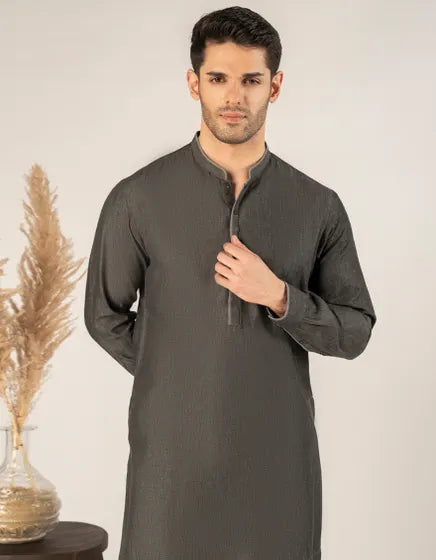 DENIM BLACK COTTON CASUAL SHORT KURTA | JUNAID JAMSHED MENSWEAR