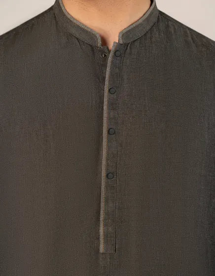 DENIM BLACK COTTON CASUAL SHORT KURTA | JUNAID JAMSHED MENSWEAR