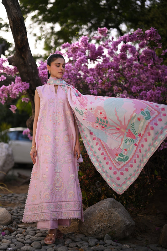PASTEL CLOUD LUXURY PRINTED EMBROIDERED LAWN SET (NEL-25613) | ZAIB