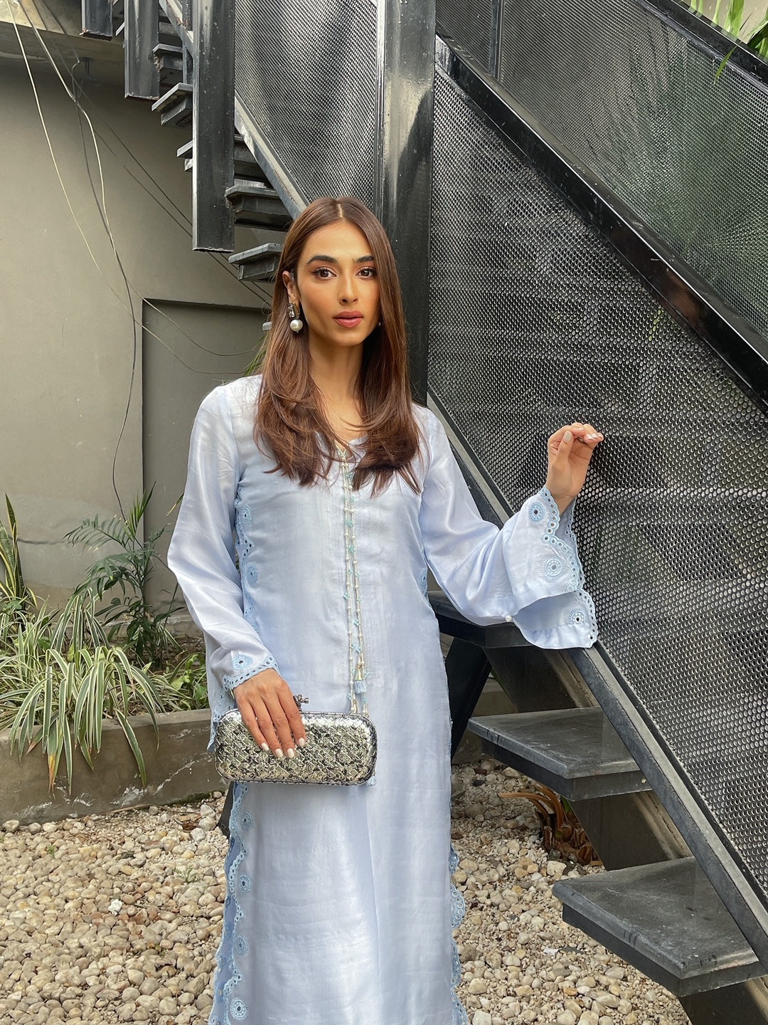 Pastel Blue Cutwork | Saher & Benish