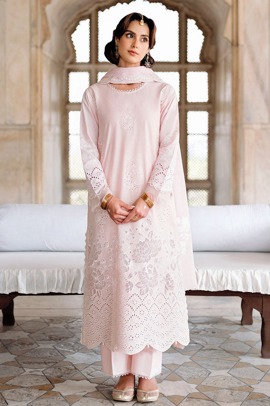 PEACH BLUSH-3PC EMBROIDERED LAWN SUIT | Cross Stitch