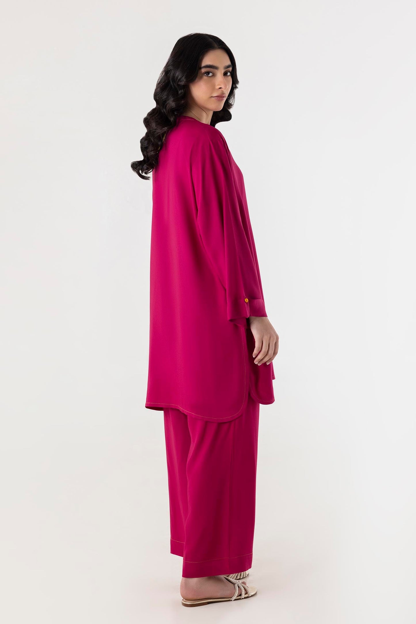 STITCHED PINK PRINTED SHIRT + CULOTTE | Sana Safinaz