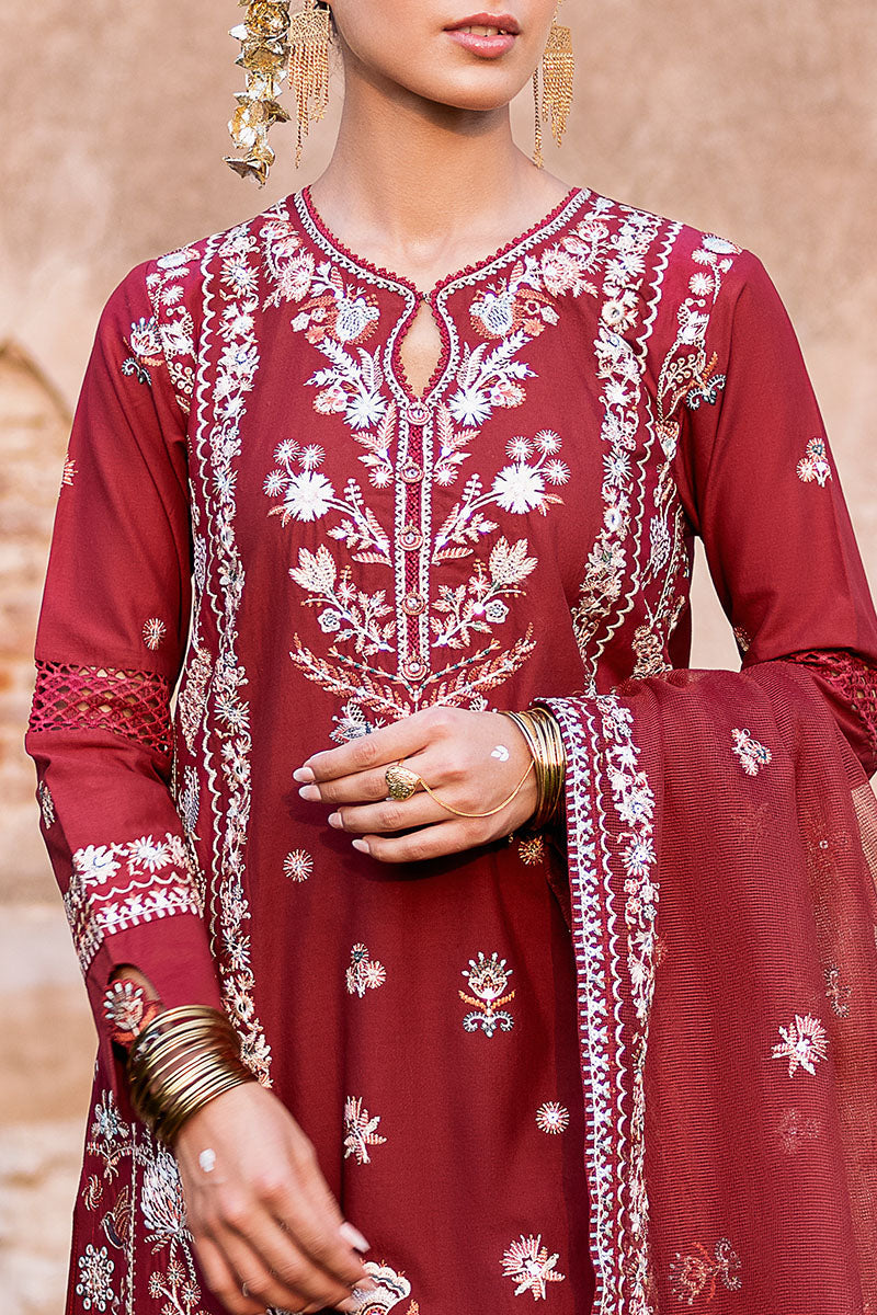 ROUGE ZEST-3PC EMBROIDERED LAWN SUIT | Cross Stitch