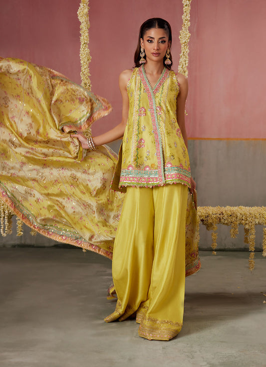 Zaria Kiwi Shirt And Dupatta  | FARAH TALIB AZIZ
