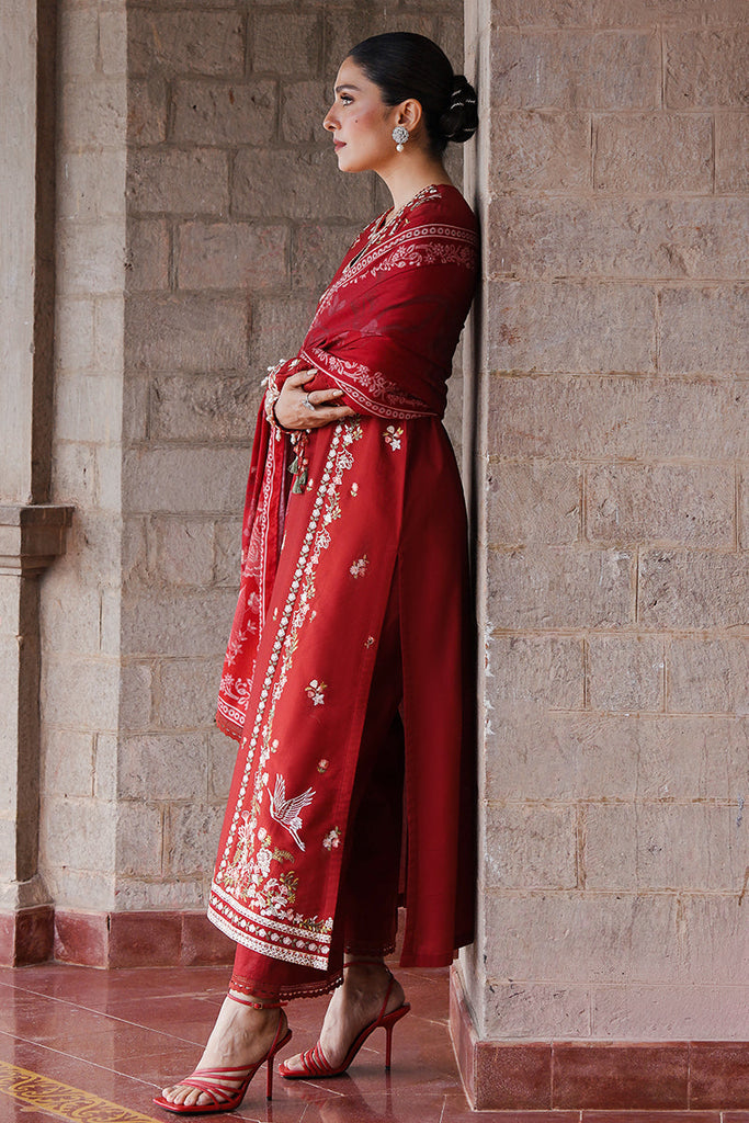 RUBY WHISPER-3PC SATIN EMBROIDERED SUIT | Cross Stitch