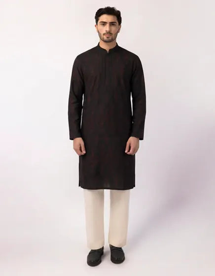 MAROON FORMAL KURTA | FESTIVE '26 | JUNAID JAMSHED MENSWEAR