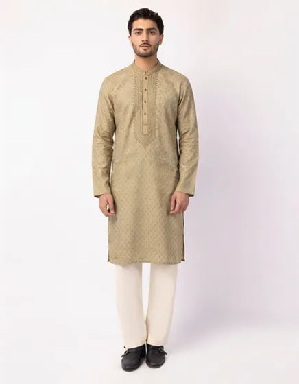 DULL GOLD FORMAL KURTA | FESTIVE '26 | JUNAID JAMSHED MENSWEAR