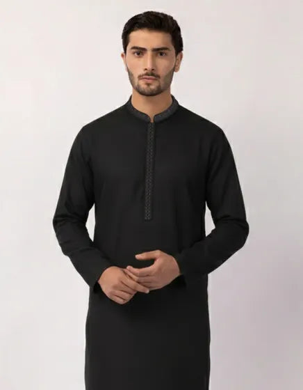 BLACK FORMAL KURTA | FESTIVE '26 | JUNAID JAMSHED MENSWEAR