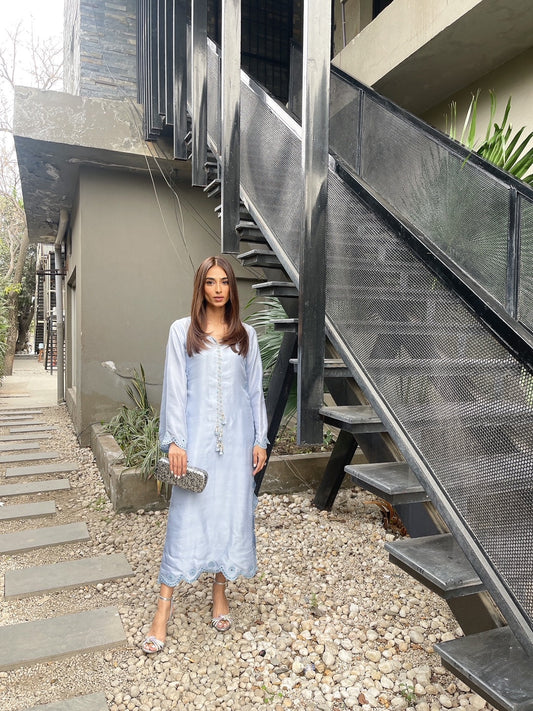 Pastel Blue Cutwork | Saher & Benish