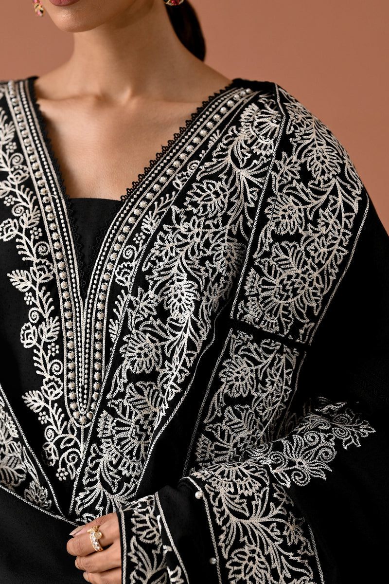 BLACK MOON LUXURY EMBROIDERED KARANDI SET (NEL-24632) | ZAIB