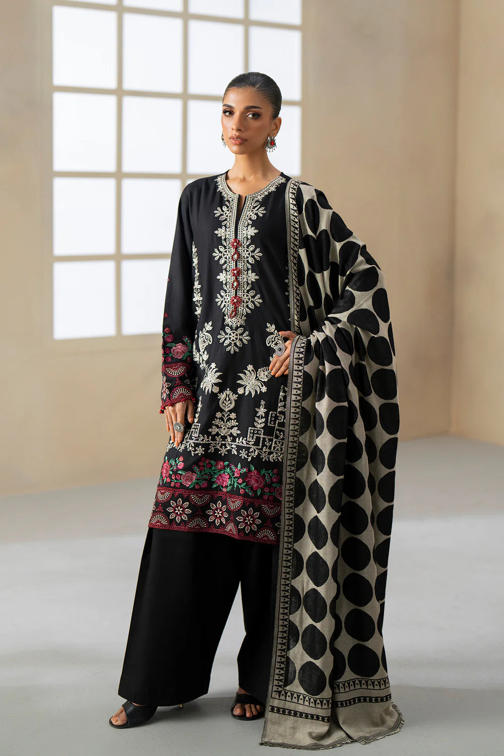 JET BLACK | E0809/203/902 | Unstitched Rozana A/W '25 Drop 2 | Ethnc