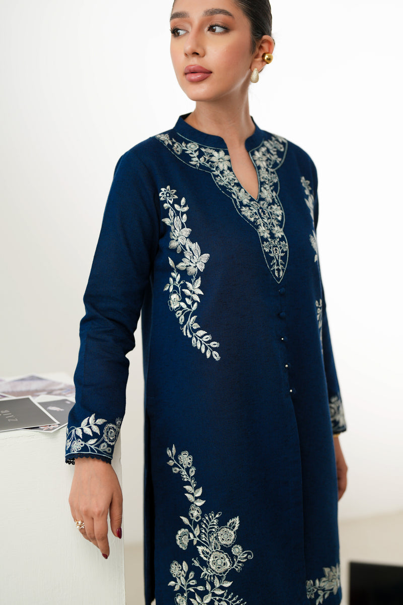 NAVY BLUE LUXURY EMBROIDERED FALL SET (NPA2-24316) | ZAIB