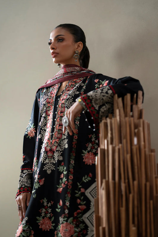 JET BLACK | E0816/203/902 | Unstitched Rozana A/W '25 Drop 2 | Ethnc