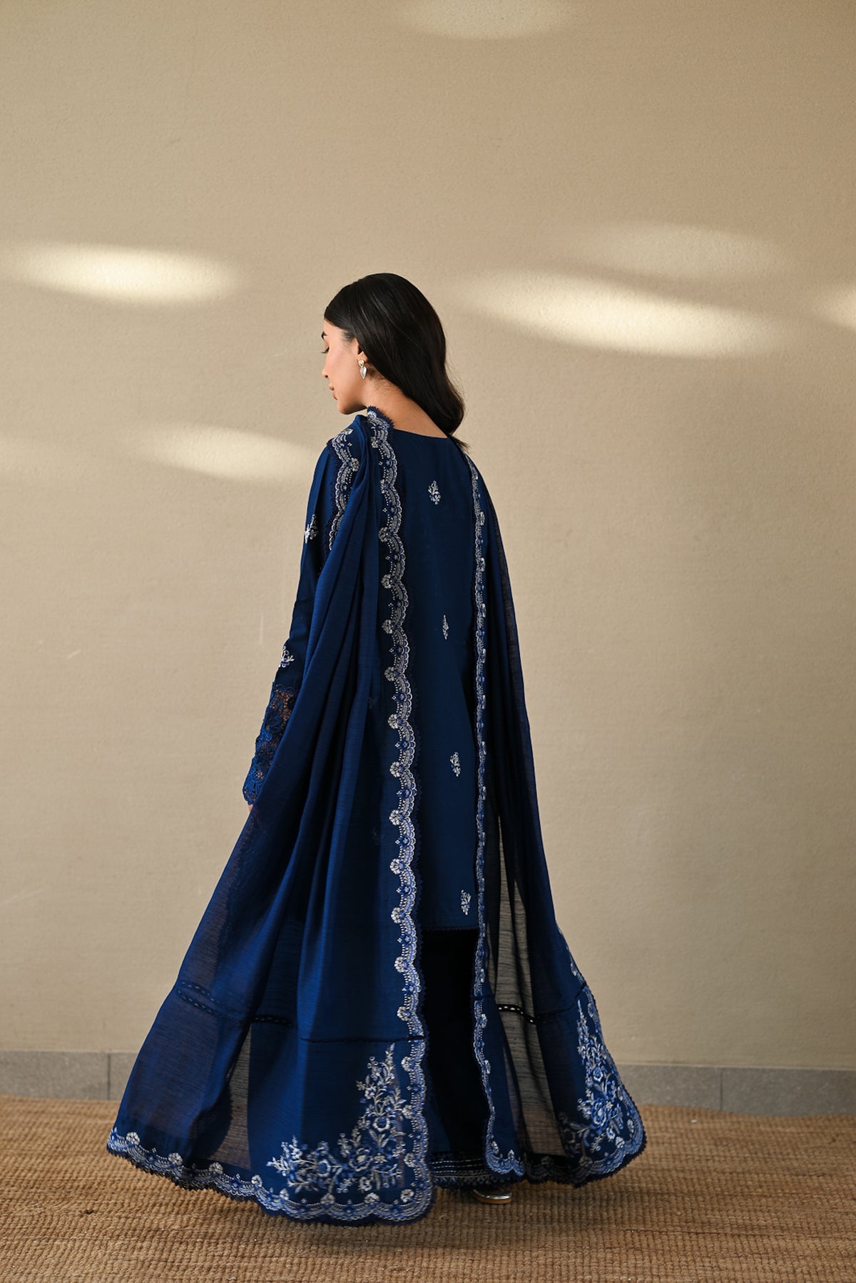 NAVY BLUE LUXURY EMBROIDERED 3PCS SET NPA3-25410 READY TO WEAR | Zaib