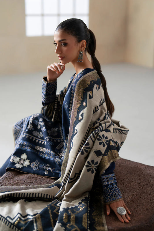 NAVY BLUE | E0802/203/619 | Unstitched Rozana A/W '25 Drop 2 | Ethnc