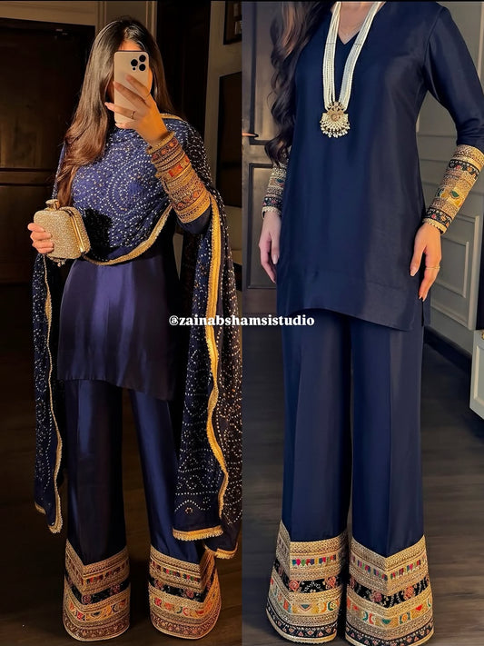 The Nooré Set in Navy| Zainab Shamsi Studio