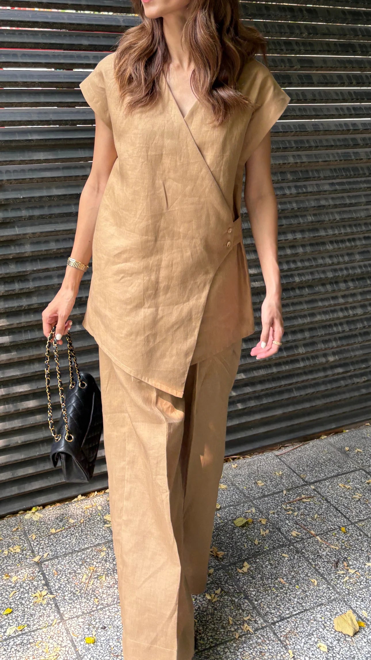 BROWN LINEN VEST SET | Sak Atelier