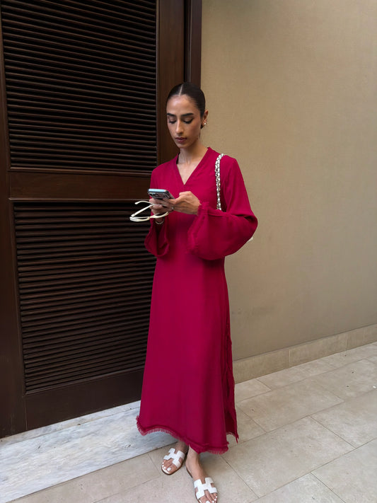 BERRY RED SWISS VOILE SABLE SET | Sak Atelier