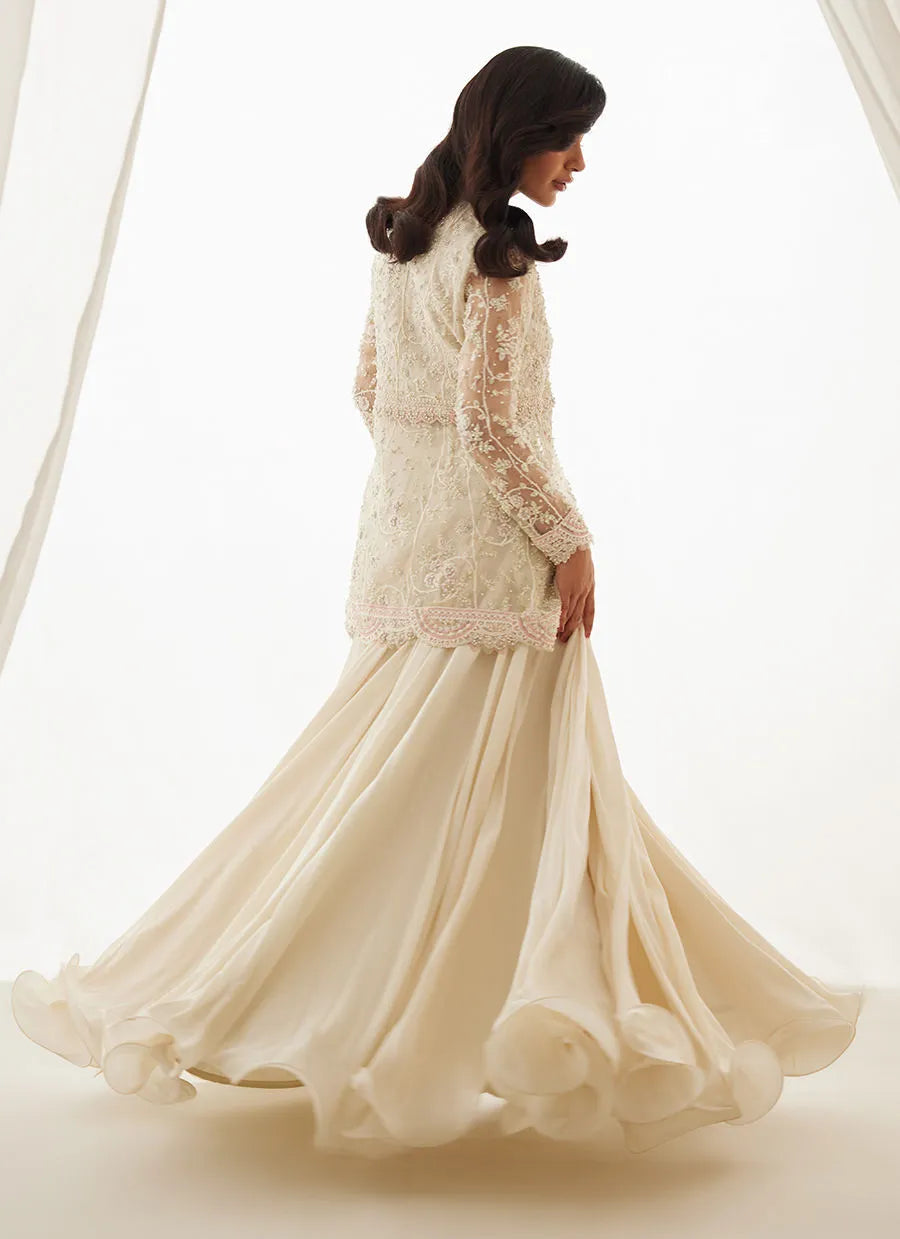 Zariah Ivory Peplum, Lehenga And Dupatta | LUXE PRET' 25 | FARAH TALIB AZIZ