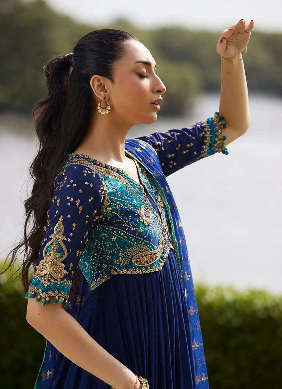 Zari Navy Kalidaar And Dupatta | Mayna Festive Luxe Pret '25 | FARAH TALIB AZIZ